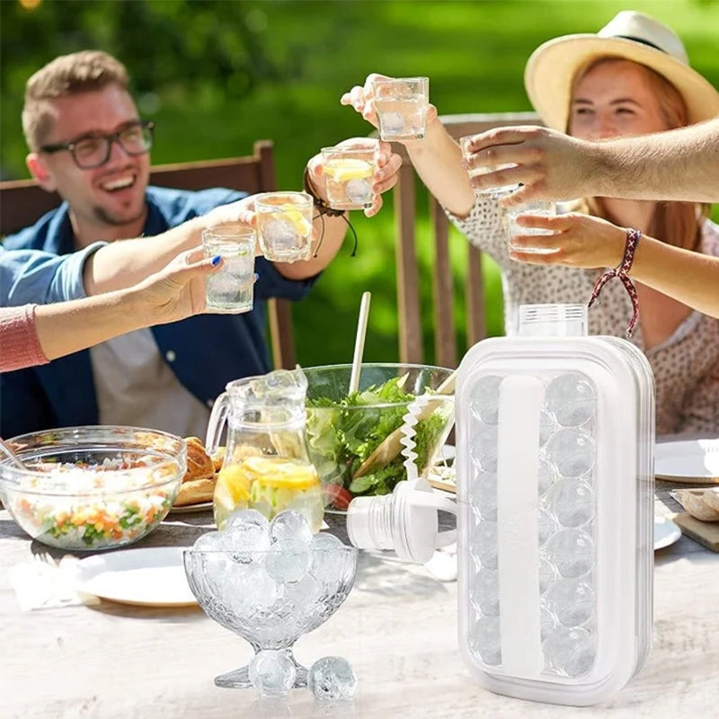 2-in-1 Portable Folding Ice Ball Maker Bottle, Silicone Freezer Ice Mold & Water Bottle for Cocktails, Travel, Gym