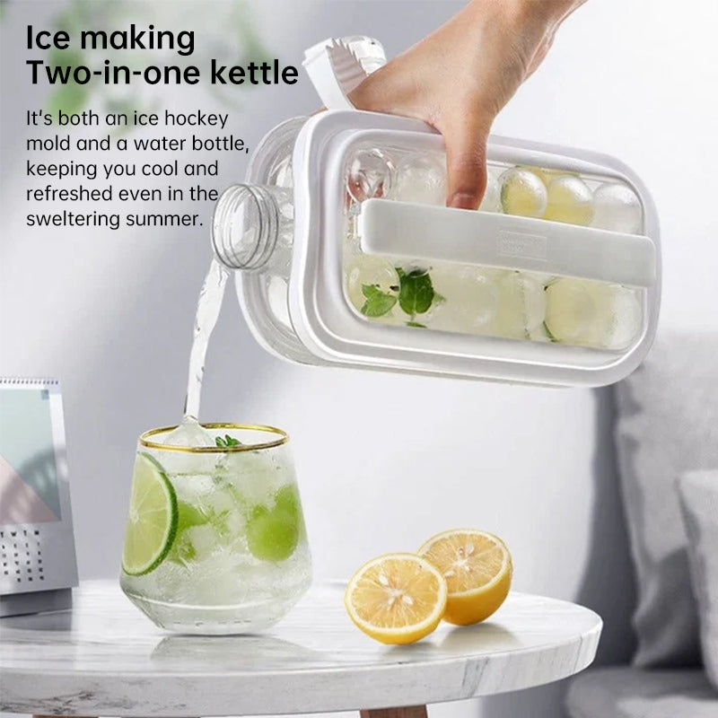 2-in-1 Portable Folding Ice Ball Maker Bottle, Silicone Freezer Ice Mold & Water Bottle for Cocktails, Travel, Gym