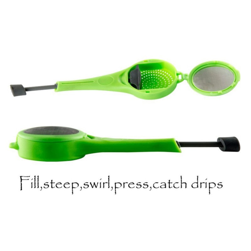 Kitchen tools Green Tea Tea leaf Infuser with drip tray silicone strainer for Herbal Puer Spice filter Kitchen Tools