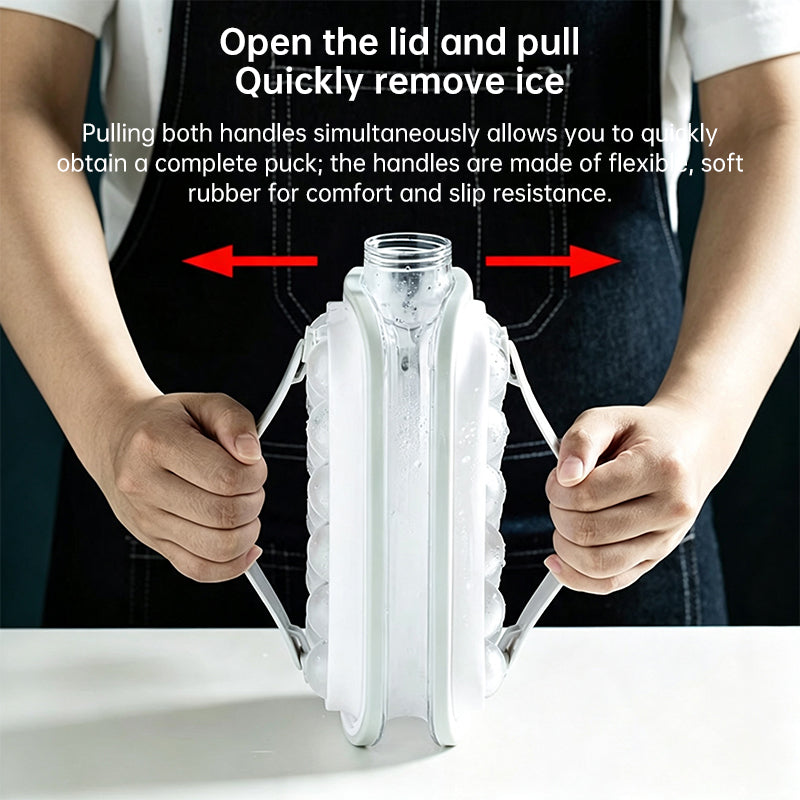 2-in-1 Portable Folding Ice Ball Maker Bottle, Silicone Freezer Ice Mold & Water Bottle for Cocktails, Travel, Gym